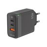 Сетевое зарядное устройство Walker WH-45 65W GAN (PD USB-C 65W, PD USB-C 30W, QC3.0 USB-A 18W) black - 919397