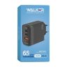 Сетевое зарядное устройство Walker WH-45 65W GAN (PD USB-C 65W, PD USB-C 30W, QC3.0 USB-A 18W) black - 919397
