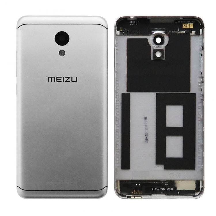 Задняя крышка Meizu M6 (M711H) с стеклом камеры и боковыми кнопками, серебристый - 556565