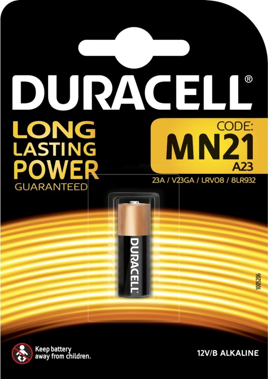 Батарейка Duracell MN21 bat (12B) 23A, A23 1шт Alkaline - 558258