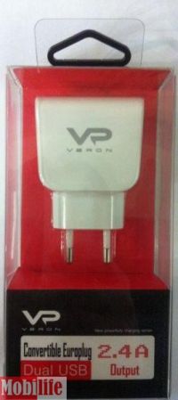 Сетевой адаптер питания VERON VR-0073 (5V, 2USB, 2.4A)