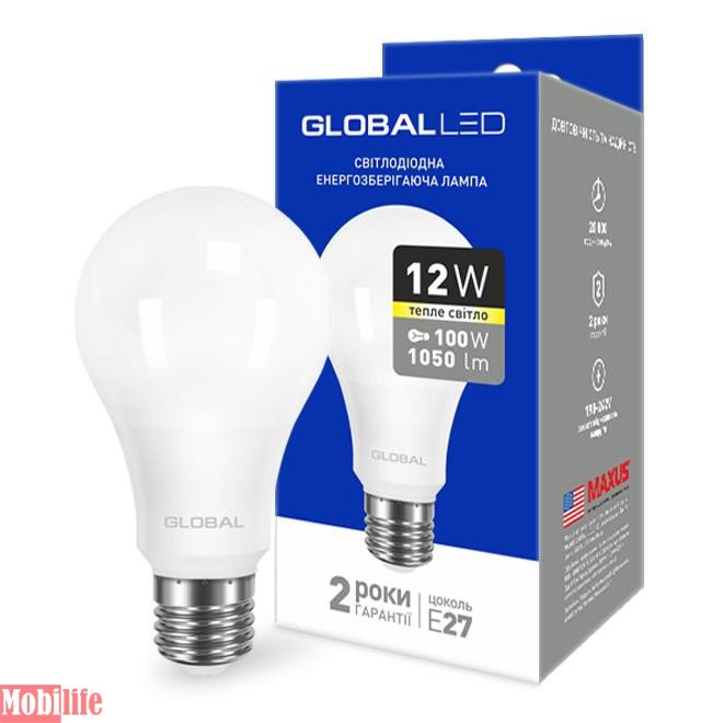 Светодиодная лампа (LED) Global 1-GBL-165 (A60 12W 3000K 220V E27 AL) - 550977