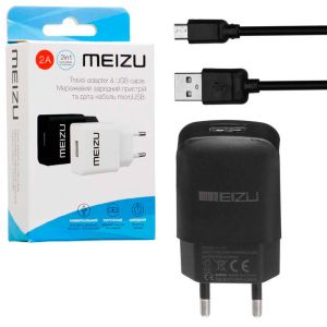 Зарядний пристрій Meizu адаптер USB з кабелем Micro-USB 2A Чорний - 564221