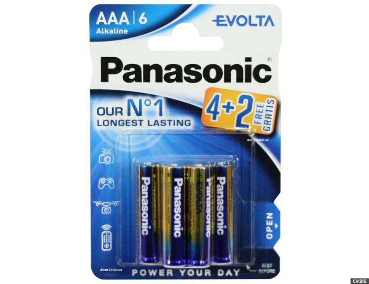 Батарейка Panasonic AAA LR03 Evolta Alkaline 6шт Цена упаковки - 556866