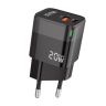 Сетевое зарядное устройство Walker WH-42 20w GaN (PD USB-C, QC3.0 USB-A) black - 919302