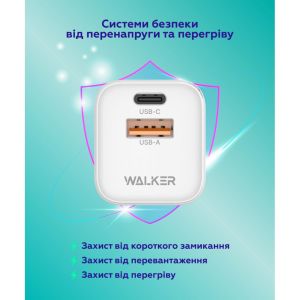 Сетевое зарядное устройство Walker WH-42 20w GaN (PD USB-C, QC3.0 USB-A) black - 919302
