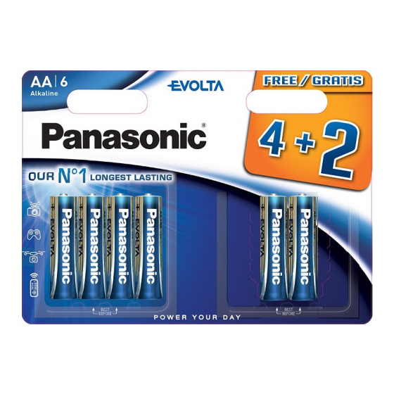 Батарейка Panasonic AA LR06 Evolta Alkaline 6шт Ціна упаковки - 556867
