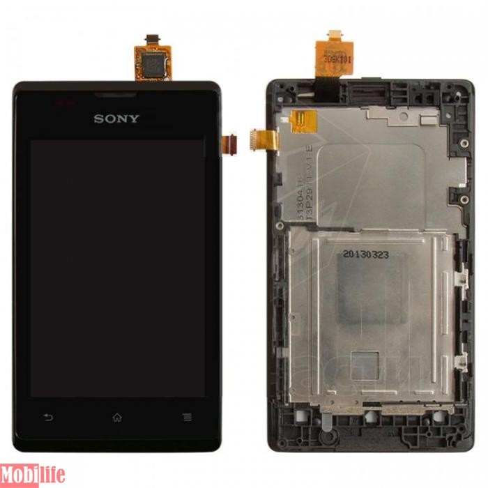 Дисплей для Sony C1503 Xperia E, C1504 Xperia E, C1505 Xperia E, C1604 Xperia E Dual, C1605 Xperia E Dual с сенсором черный с рамкой