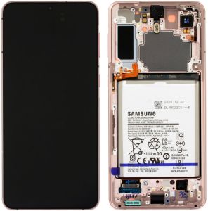 Дисплей Samsung G991 Galaxy S21 с сенсором и рамкой Розовый Оригинал GH82-24545B - 565416