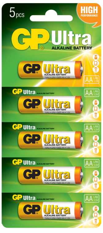 Батарейка GP AA LR06 ULTRA 5шт Цена за 1 елемент - 560555