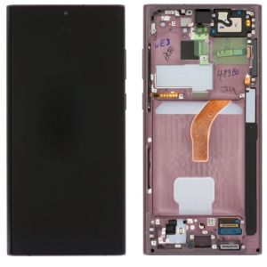 Дисплей Samsung Galaxy S22 Ultra S908 с сенсором и рамкой, Burgundy, оригинал, GH82-27489B - 908871