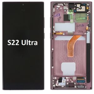 Дисплей Samsung Galaxy S22 Ultra S908 с сенсором и рамкой, Burgundy, оригинал, GH82-27489B - 908871