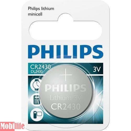 Батарейка Philips Lithium CR2430 1шт - 510295
