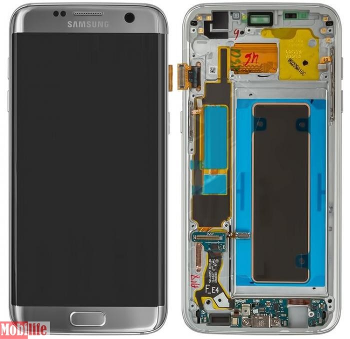 Дисплей для Samsung G935F, G935FD Galaxy S7 Edge с сенсором и рамкой Серебро оригинал GH97-18533B - 550686