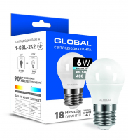 Светодиодная лампа (LED) Global 1-GBL-242 (G45 F 6W 4100K 220V E27)