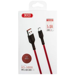 Дата-кабель USB XO NB55 5.0A Type-C тканинний black - 914547