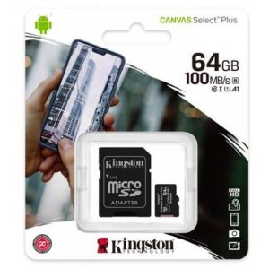 Карта памяти Kingston microSDHC 64GB UHS-I Class 10 Canvas Select Plus + SD-адаптер - 919311 Карта памяти Kingston microSDHC 64GB UHS-I Class 10 Canvas Select Plus + SD-адаптер - 919311