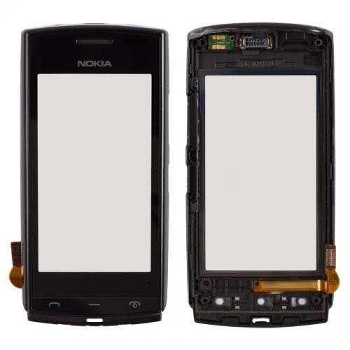 Тачскрин Nokia Asha 500 с передней панелью черный