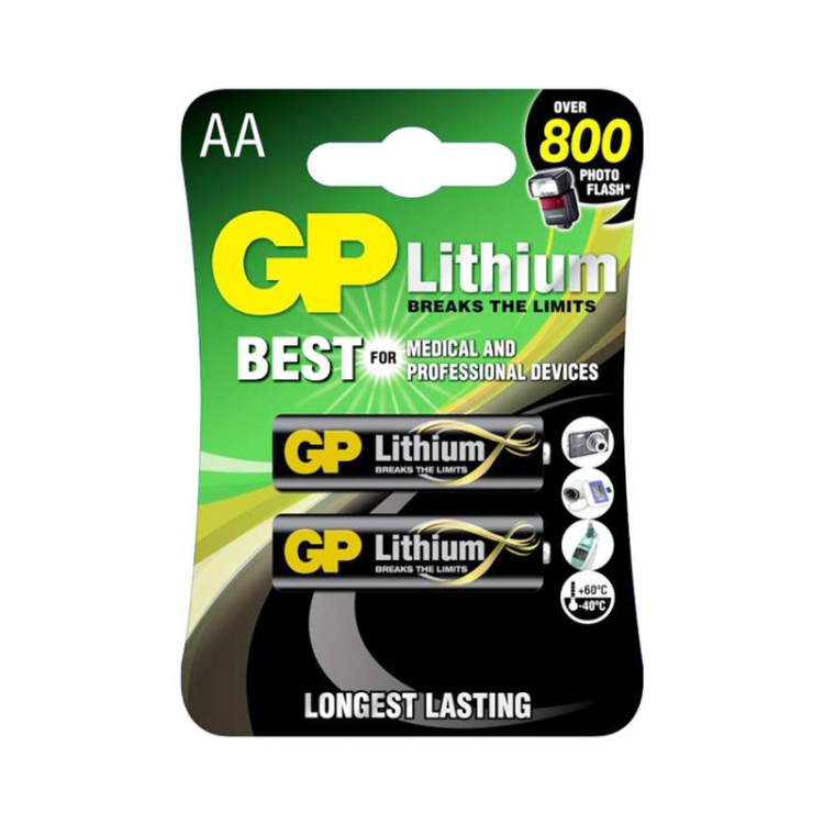 Батарейка GP AA FR6, FR06 Lithium 2шт, Цена за 1 елемент - 566120