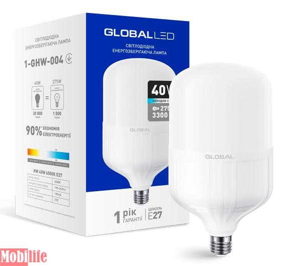Светодиодная лампа (LED) Global HW 1-GHW-004 (40W 6500K E27) - 551089