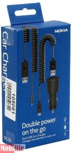 Оригінальна автомобільний зарядний пристрій Nokia DC-20 Dual USB - 525786