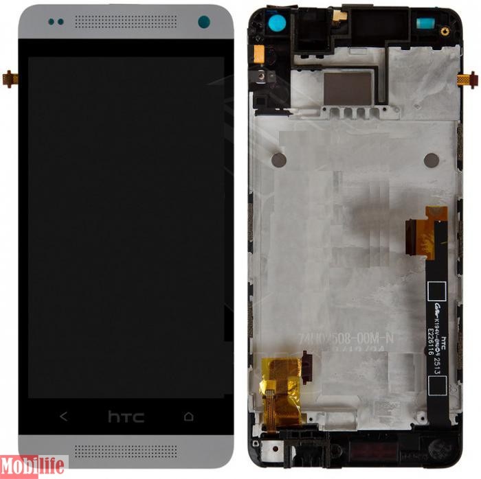 Дисплей для HTC One mini 601n с сенсором и рамкой белый - 546520