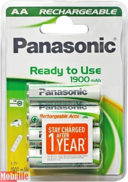 Аккумулятор Panasonic AA R06 Ready to Use 1900mAh NiMh 4шт Цена 1шт. - 540096