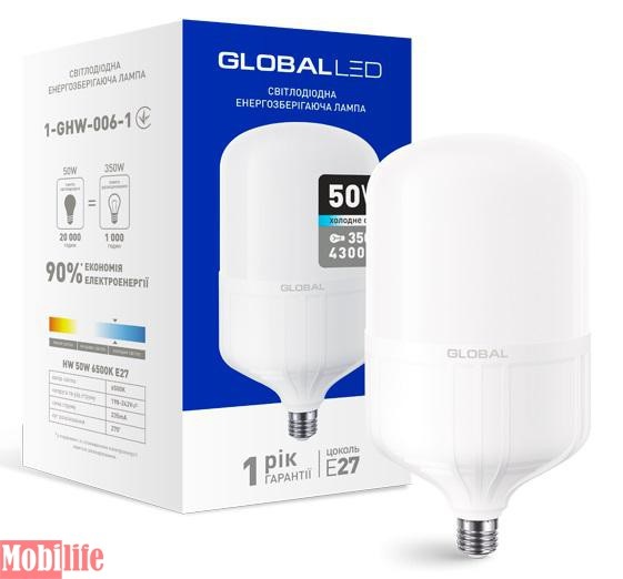 Светодиодная лампа (LED) Global HW 1-GHW-006-1 (50W 6500K E27) - 551090