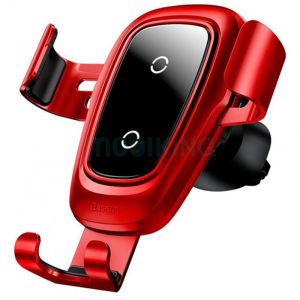 Автодержатель c бездротовою зарядкою Baseus Metal Wireless Fast Charger Gravity Car Mount (Air Outlet Type) WXYL-B09 Червоний (на грати воздуховода) - 561149