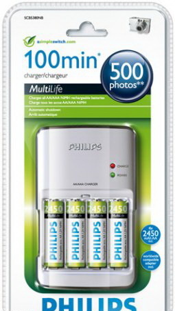 Зарядное устройство Батарейка Philips MultiLife SCB5380NB 4AA 2450 mAh - 509603