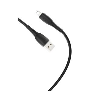 Дата-кабель USB XO NB-P163 2.4A Quick Charge Lightning 1m прогумований black - 914550