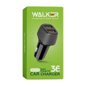 Автомобильное зарядное устройство WALKER WCR-33 (QC3.0, 2USB - 36W) black - 919212