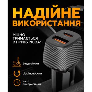 Автомобильное зарядное устройство WALKER WCR-35 (QC3.0 - 18W, PD -30W, 48W Max) black - 919213
