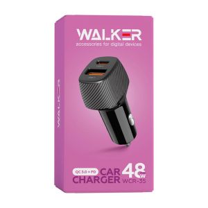 Автомобильное зарядное устройство WALKER WCR-35 (QC3.0 - 18W, PD -30W, 48W Max) black - 919213