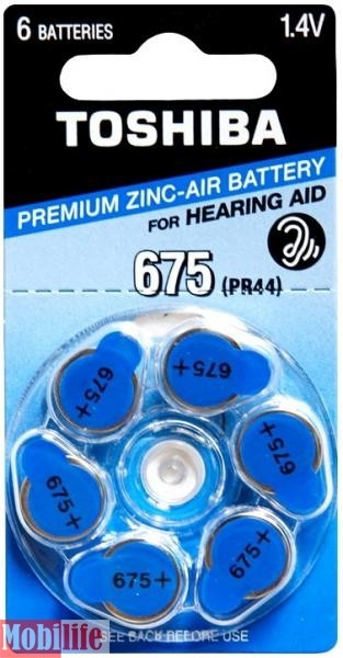 Батарейка для слуховых апаратов Toshiba zinc-air 675 (PR675, ZA675, p675, s675, 675HPX, DA675, 675DS, PR44, PR675H, HA675, 675AU, AC675, A675) Цена 1шт. - 543976