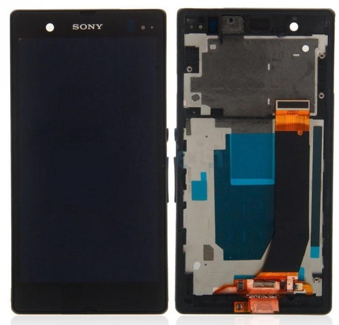 Дисплей для Sony L36h C6602 Xperia Z, LT36i C6603, C6606, C6616 с сенсором и рамкой черный - 546526