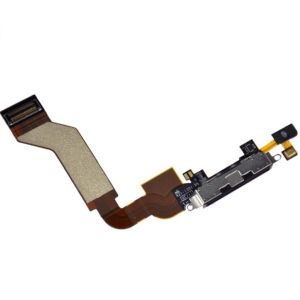 Шлейф Apple iPhone 4G микрофона, коннектора зарядки, черный, с компонентами - 557081 Шлейф Apple iPhone 4G микрофона, коннектора зарядки, черный, с компонентами - 557081