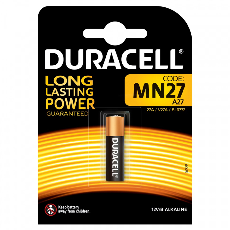 Батарейка Duracell MN27 27A, A27 bat 12B Alkaline 1шт - 200924