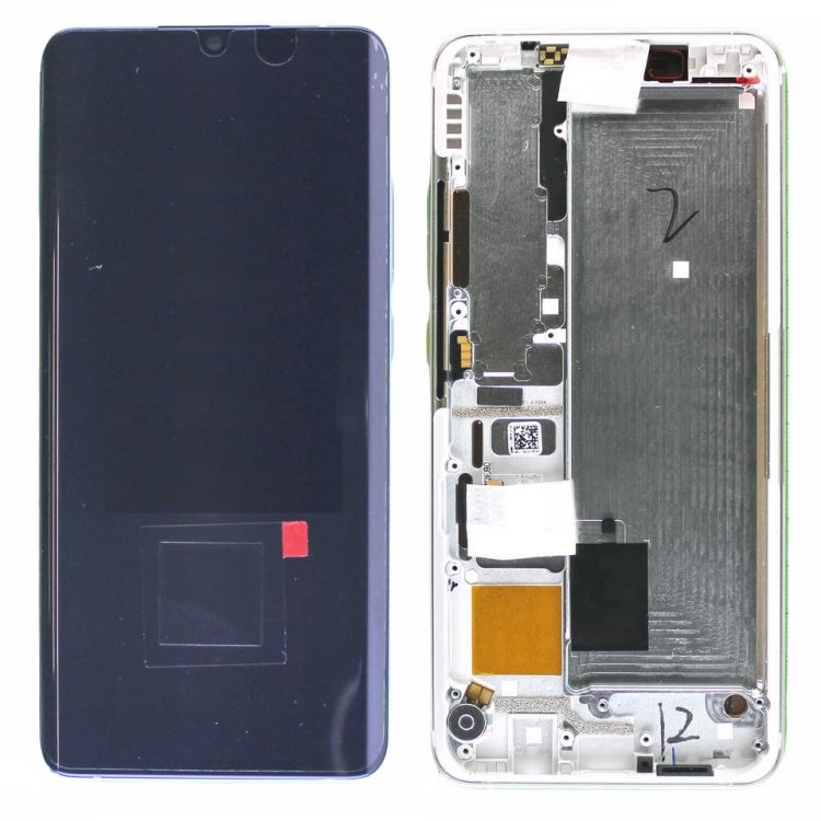 Дисплей для Xiaomi Mi Note 10, Mi Note 10 Lite с сенсором и рамкой Белый Оригинал - 563246