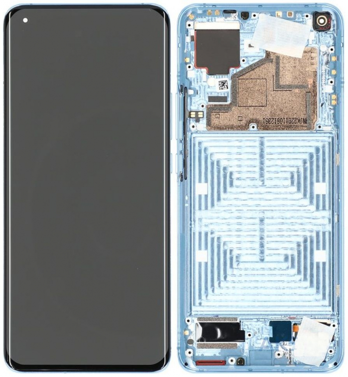 Дисплей для Xiaomi Mi11 с сенсором и рамкой Синий Оригинал - 565034