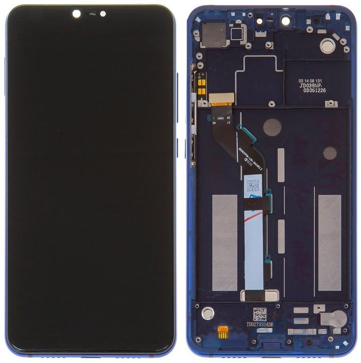 Дисплей для Xiaomi Mi8 с сенсором и рамкой Синий Оригинал - 565035