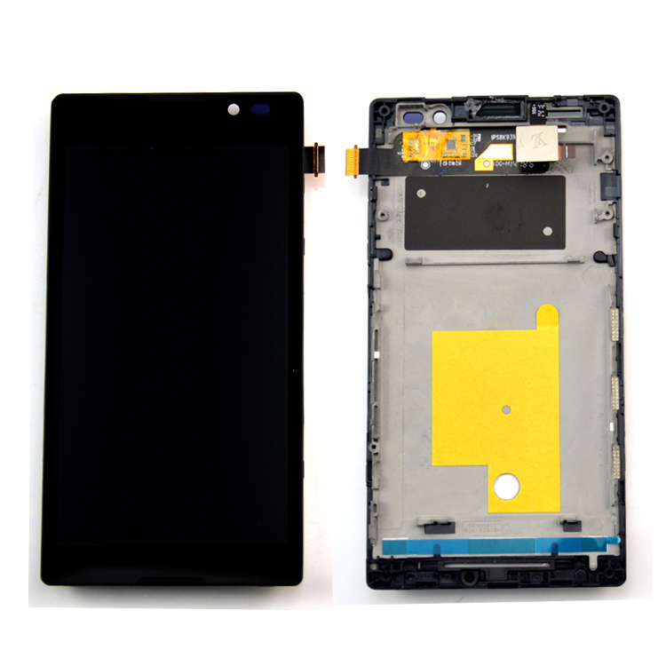 Дисплей Sony C2304, C2305 S39h Xperia C с сенсором и рамкой Черный - 556491