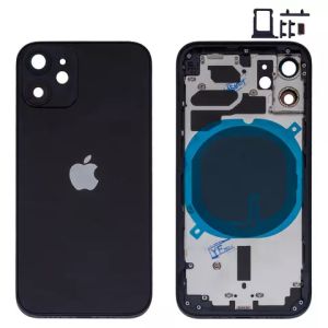 Корпус для iPhone 12 mini, черный, с держателем SIM-карты, с боковыми кнопками - 919023 Корпус для iPhone 12 mini, черный, с держателем SIM-карты, с боковыми кнопками - 919023