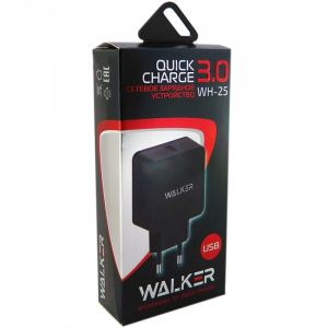 Сетевое зарядное устройство с быстрой зарядкой WALKER WH-25 18W (QC3.0, 1USB 2.4A) black - 919221