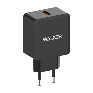 Сетевое зарядное устройство с быстрой зарядкой WALKER WH-25 18W (QC3.0, 1USB 2.4A) black - 919221