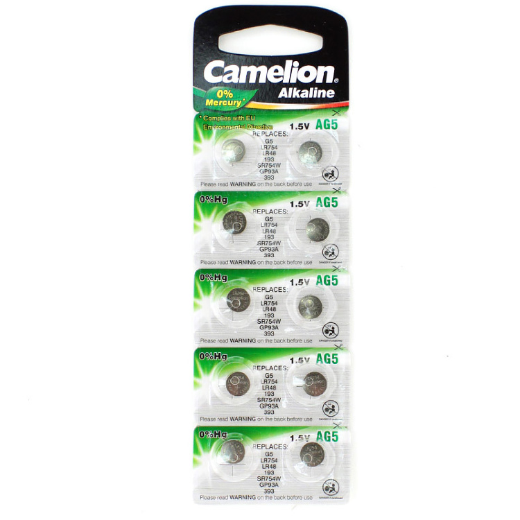 Батарейка Camelion AG5 (LR754, G5, LR48, 193, GP93A, 393, SR754W) 10шт Цена упаковки - 525616