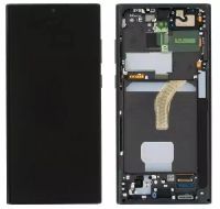 Дисплей Samsung S908 Galaxy S22 Ultra с сенсором и рамкой, black (TFT)