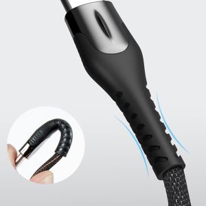 Дата-кабель USB XO NB138 Quick Charge Led Light (підсвічування) Lightning тканинний dark green/grey - 914461