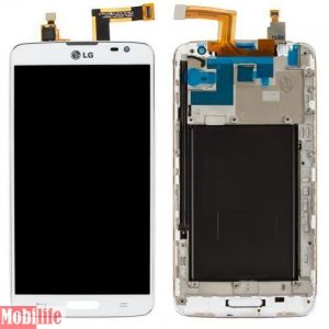 Дисплей для LG D680 G Pro Lite с сенсором и рамкой белый - 540308
