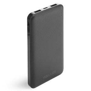 Портативная батарея WALKER WB-410, 10000mAh Li-Pol, 2xUSB, 1xUSB Type-C 2.1A, Black - 914363